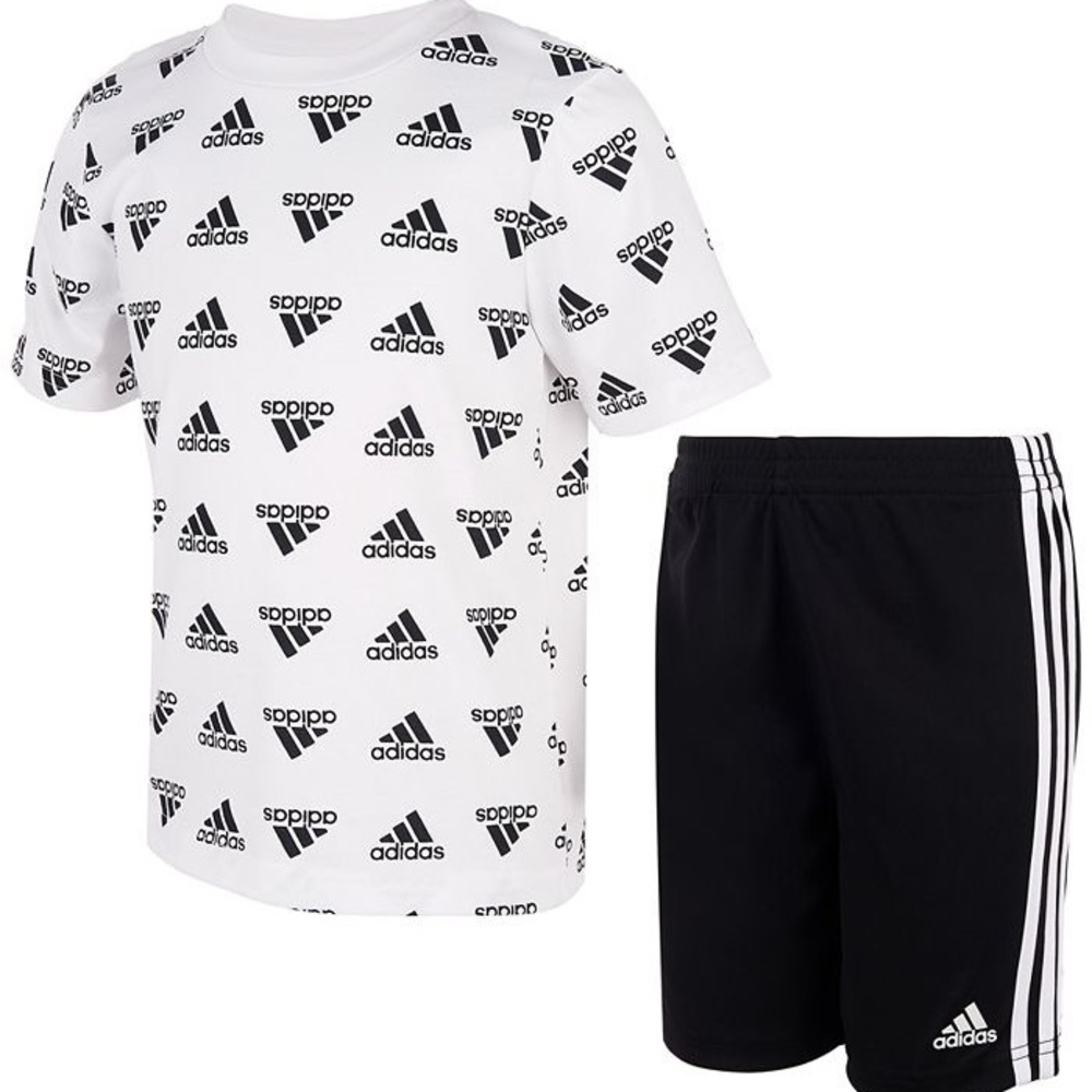 Adidas 12M Baby Boys Brand Love T-shirt and Shorts Set, 2 Piece